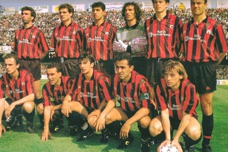 Il Foggia nella stagione 1991 - Foto Instagram - Ilpallonegonfiato