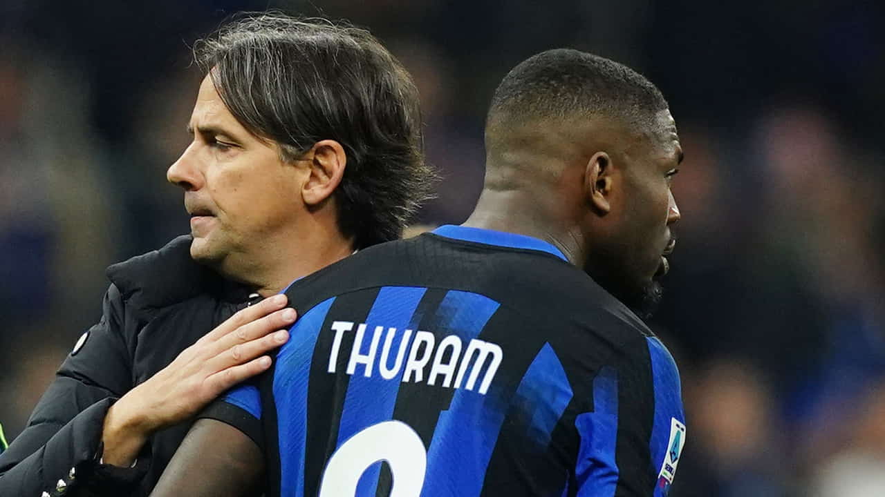 Simone Inzaghi e Marcus Thuram - Foto Lapresse - Ilpallonegonfiato